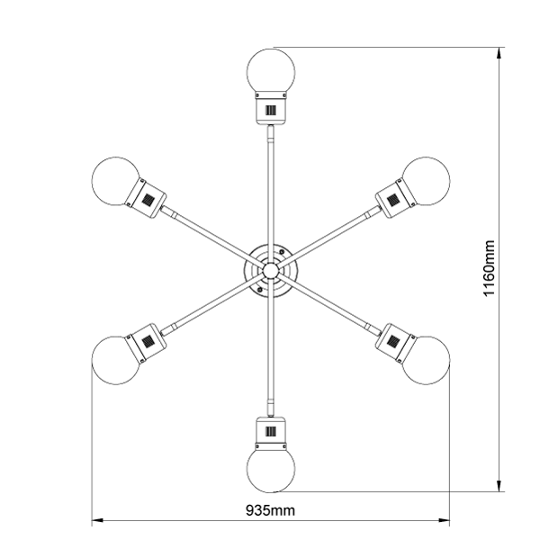 6灯シーリングライト デボン