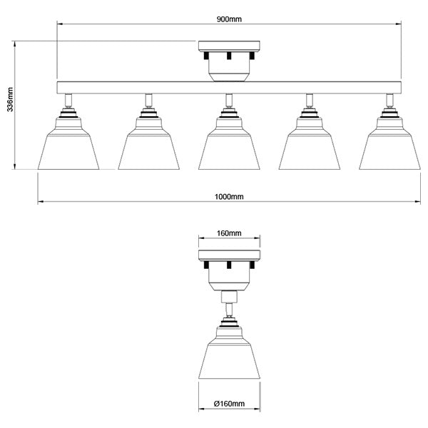 5灯シーリングライト テネシーコラット
