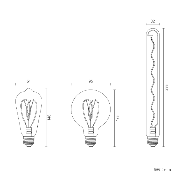 LEDデコレーション電球 E26 CURVE