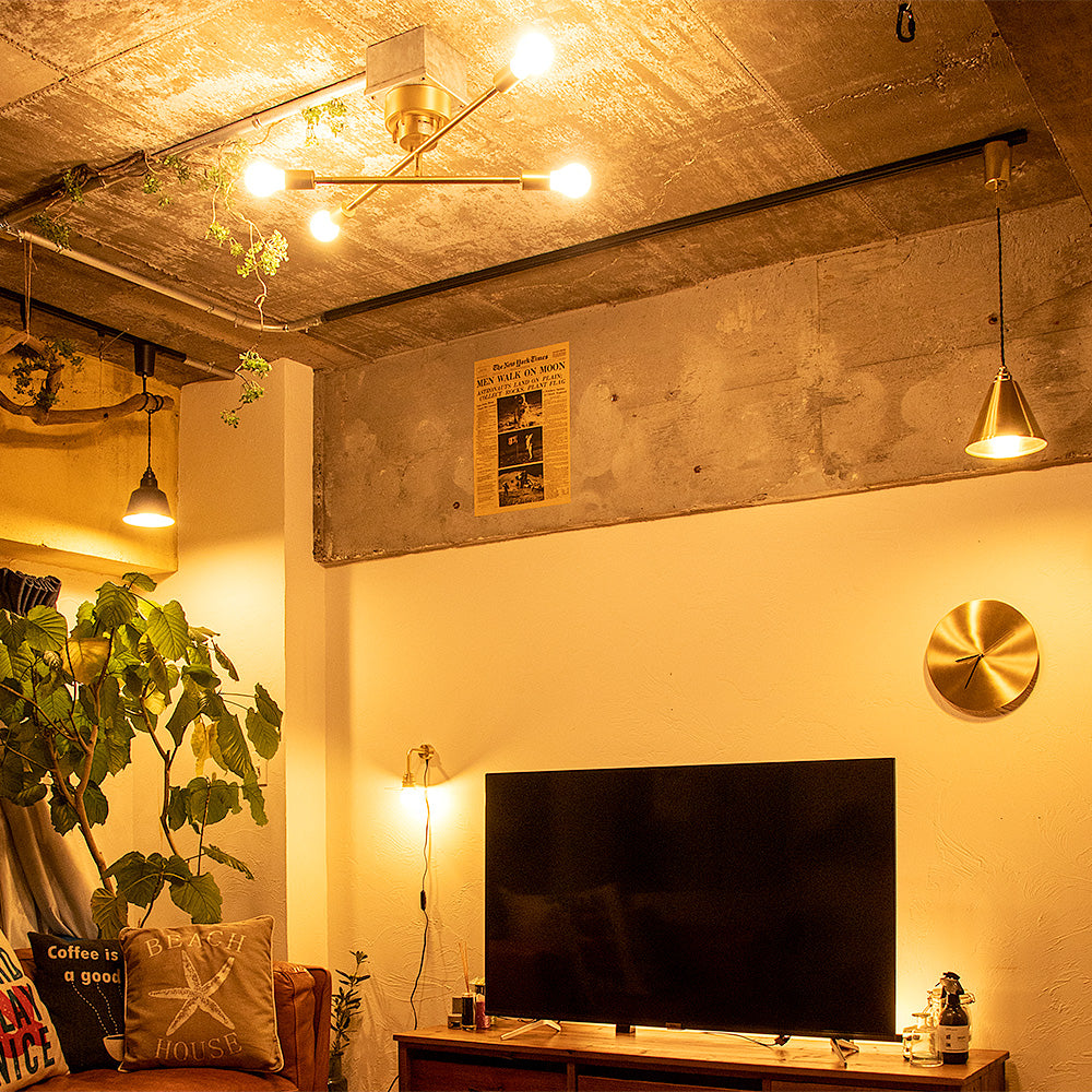 おしゃれな真鍮製 4灯 シーリングライト カロー ブラス