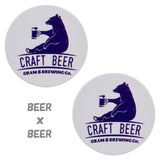 珪藻土コースター 2枚セット   BEER（ビール熊） ×   BEER（ビール熊）