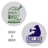 珪藻土コースター 2枚セット     DEER（鹿） ×    BEER（ビール熊）